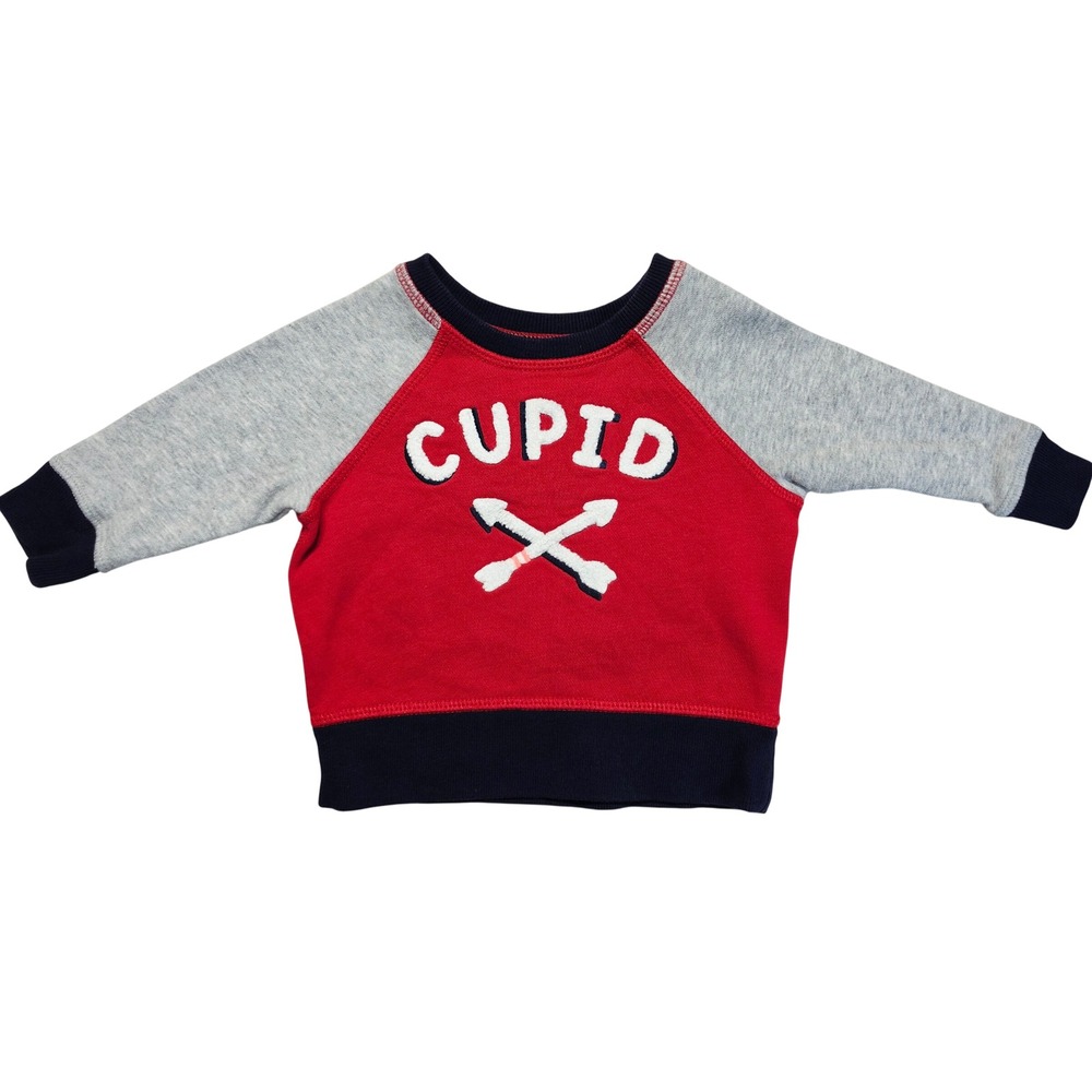 Baby Gap Cupid Raglan Sweatshirt Red Gray Navy Blue 3-6 Months